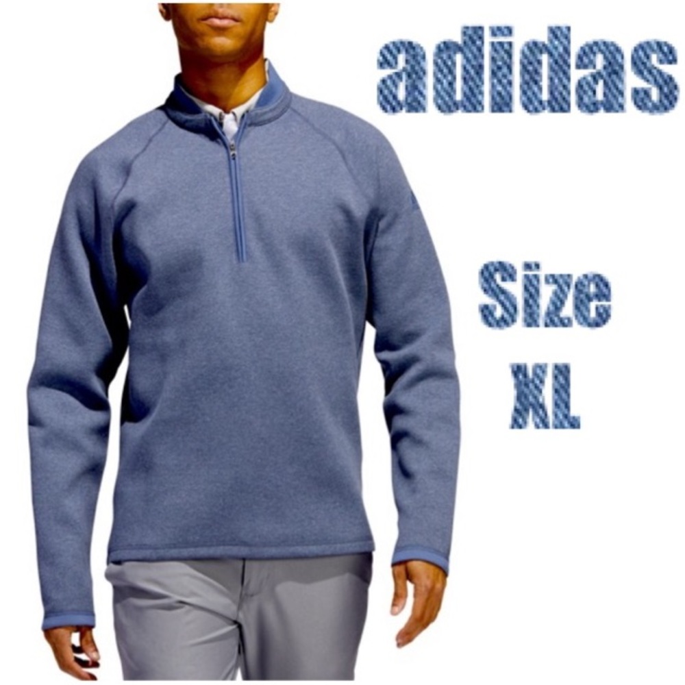 Adidas Quarter Zip Pullover Sweatshirt Athletic Performance Shirt Blue Size XL